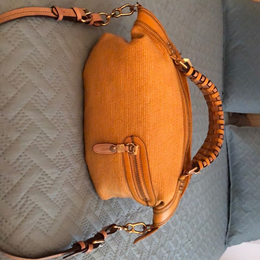 Yellow Linen spacious handbag